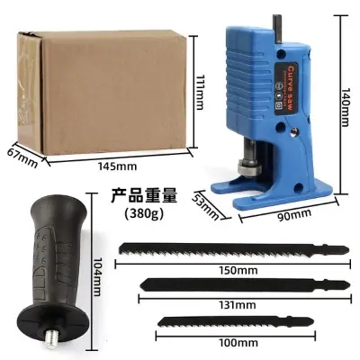 Picture of Handheld Portable Electric Saber Saw Bracket for Drill Machine Reciprocating Saw Modified Electric Saw Electric Drill to Jigsaw Converter Woodworking Cutting (Blue)