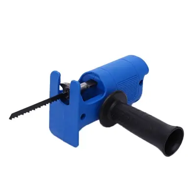 Picture of Handheld Portable Electric Saber Saw Bracket for Drill Machine Reciprocating Saw Modified Electric Saw Electric Drill to Jigsaw Converter Woodworking Cutting (Blue)