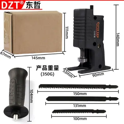 Picture of Handheld Portable Electric Saber Saw Bracket for Drill Machine Reciprocating Saw Modified Electric Saw Electric Drill to Jigsaw Converter Woodworking Cutting (Black)