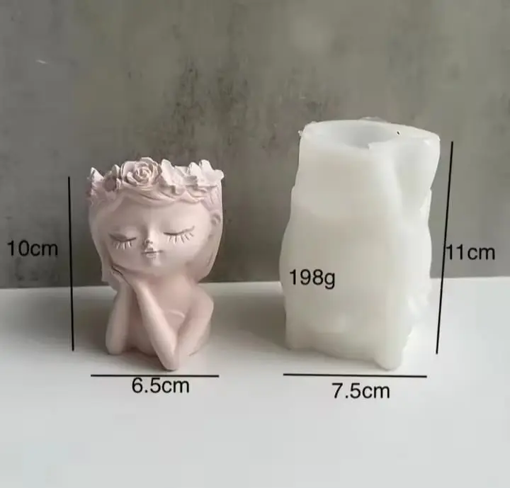 Picture of 01 pcs colourful gypsum Sleepy Girl Planter for home decore White
