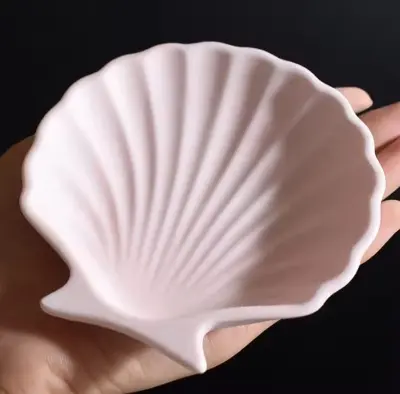 Picture of 01 pcs colourful gypsum Shell tray for home decore White