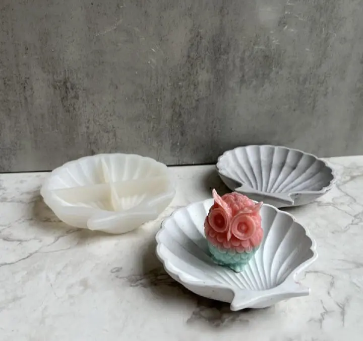 Picture of 01 pcs colourful gypsum Shell tray for home decore White