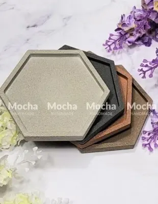 Picture of 01 pcs colourful gypsum Hexagon tray for home decore White