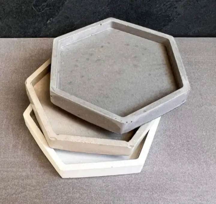 Picture of 01 pcs colourful gypsum Hexagon tray for home decore White