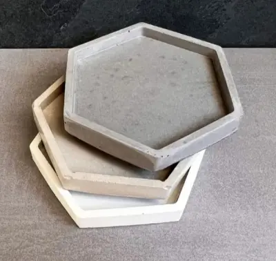 Picture of 01 pcs colourful gypsum Hexagon tray for home decore White