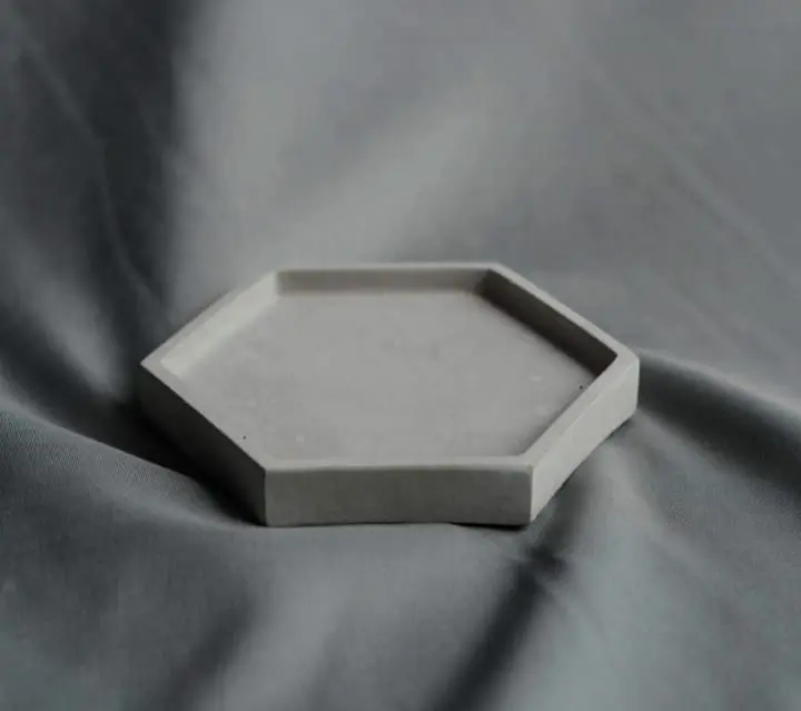 Picture of 01 pcs colourful gypsum Hexagon tray for home decore White