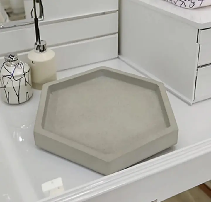 Picture of 01 pcs colourful gypsum Hexagon tray for home decore White