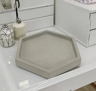 Picture of 01 pcs colourful gypsum Hexagon tray for home decore White