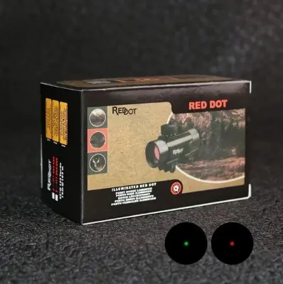Picture of Red Dot telescope Original Bushnell view finder metal body high quality single pass 1×40 for outdoor sports target practice adjustable viewing mirror view finder mirror red and green dots (Black Metal)