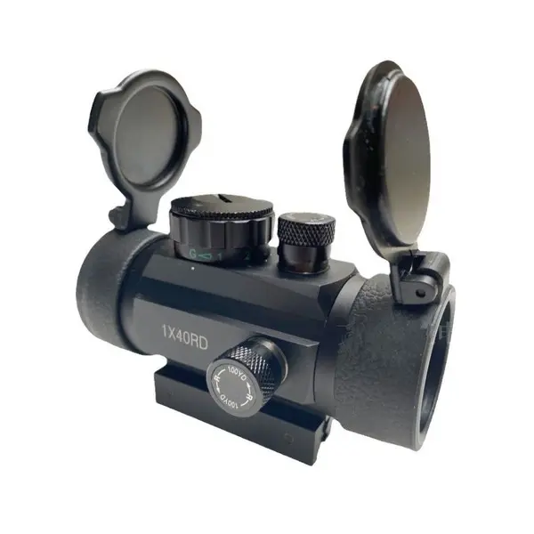 Picture of Red Dot telescope Original Bushnell view finder metal body high quality single pass 1×40 for outdoor sports target practice adjustable viewing mirror view finder mirror red and green dots (Black Metal)
