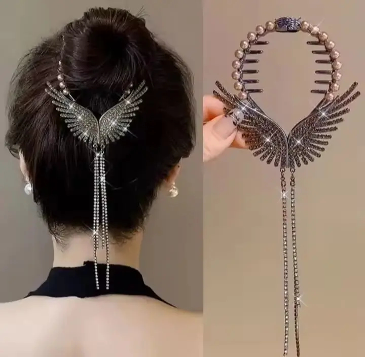 Picture of Colourful Rinestone hair clips for women & girls _ 001 Black