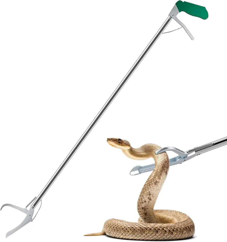 Picture of Snake Catcher stainless steel snake catching pole high grade durable snake safety pole (Silver,Int: 120cm)