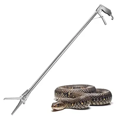 Picture of Snake Catcher stainless steel snake catching pole high grade durable snake safety pole (Silver,Int: 120cm)