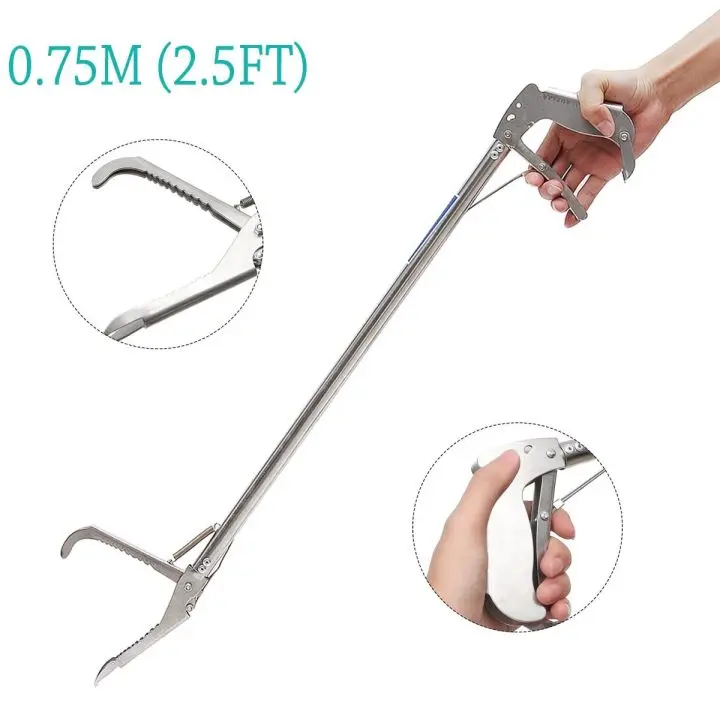Picture of Snake Catcher stainless steel snake catching pole high grade durable snake safety pole (Silver,Int: 120cm)