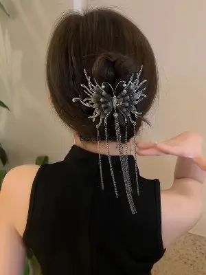 Picture of Colourful Rinestone hair clips for women & girls _ 008 Gold
