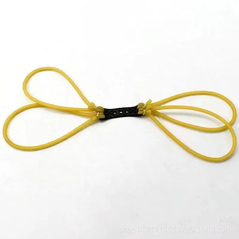 Picture of Eight-strand traditional round rubber band slingshots powerful shootting high stretch high elastic (Yellow)