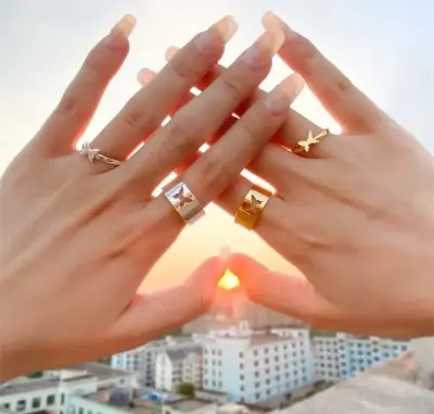 Picture of Butterfly King and Queen Couple Ring Set-2Pcs for women