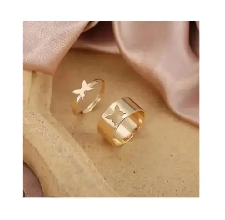 Picture of Butterfly King and Queen Couple Ring Set-2Pcs for women
