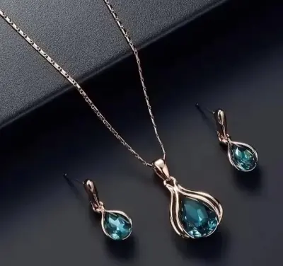 Picture of Blue jewellery set for women Gold