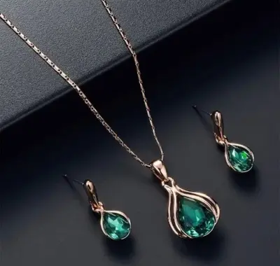 Picture of Blue jewellery set for women Gold