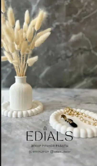 Picture of 02 pcs gypsum for home decore combo set _ 001 White