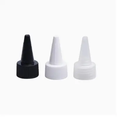 Picture of Bottle Cap PP plastic white Oil, Ink, Perfume, ESD Safe Dispenser Bottle Needle Tip for PCB Flux, Alcohol, and Liquid Control dispensing cap 20 pcs (Black)