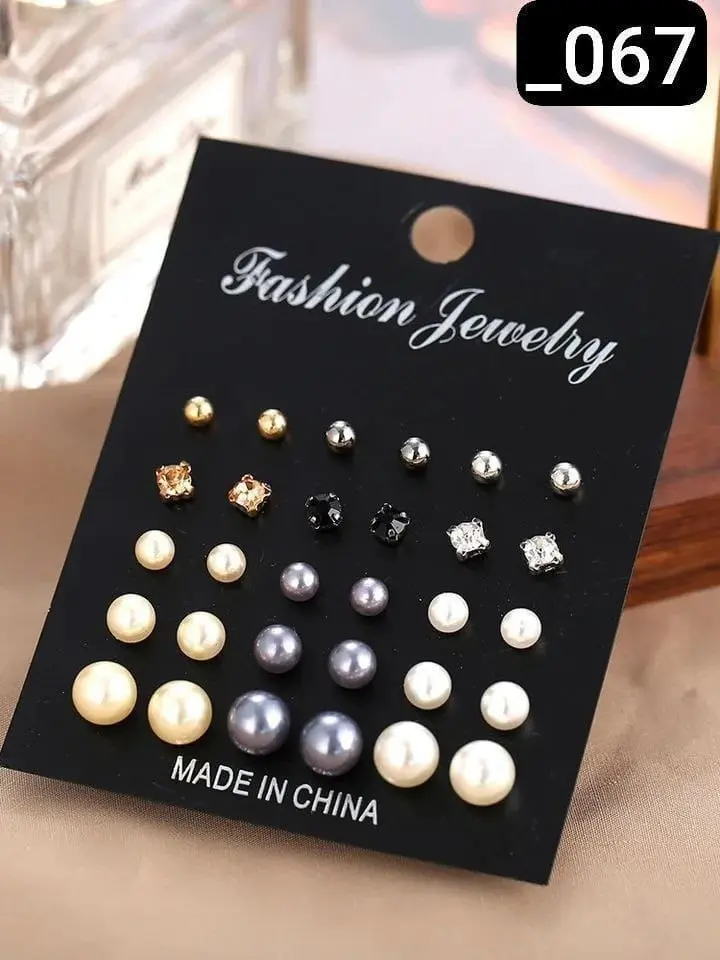 Picture of Earring 12 Pairs Set for women and Girls Simple new Black