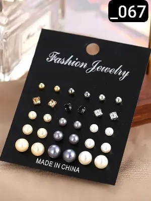 Picture of Earring 12 Pairs Set for women and Girls Simple new Black