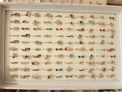 Picture of Any design of 02 pcs finger ring for women and girls Multicolor