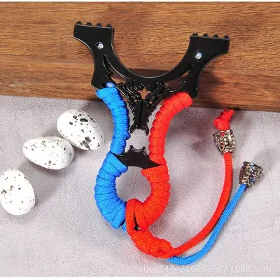 Picture of Alloy flat leather Wolverine clip aiming point handheld batul gulti slingshott traditional (Red, Black and Blue)