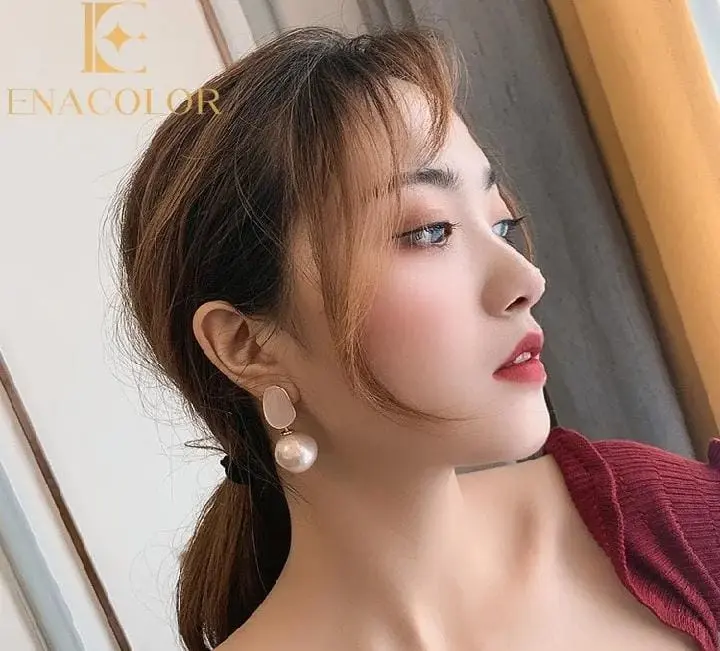 Picture of Ball Pearl Enamel Earrings Girls & Women Black