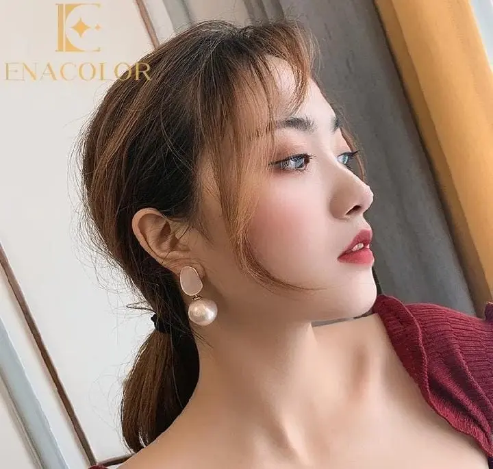 Picture of Ball Pearl Enamel Earrings Girls & Women Black