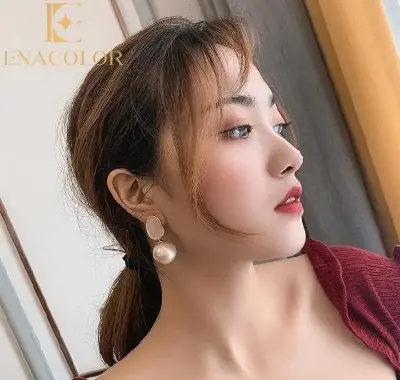 Picture of Ball Pearl Enamel Earrings Girls & Women Black