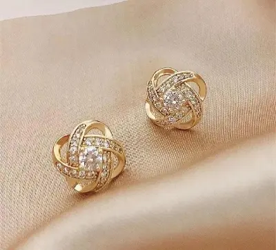 Picture of Zircon Earrings Stud Earrings Ear Studs Cross Earrings Gold