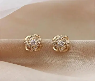 Picture of Zircon Earrings Stud Earrings Ear Studs Cross Earrings Gold