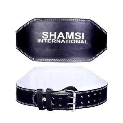 Picture of Leather Gym Belt 6 Inch wide high quality belly massage weight loss belt highly durable weight lifting gym belt (Black,XL)