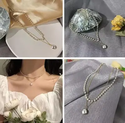Picture of Double-layer Pearl Pendent for women & girls White