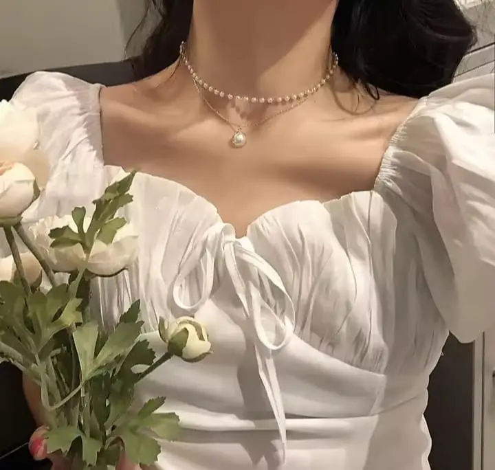 Picture of Double-layer Pearl Pendent for women & girls White