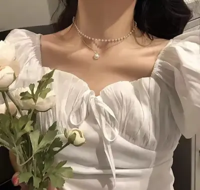 Picture of Double-layer Pearl Pendent for women & girls White
