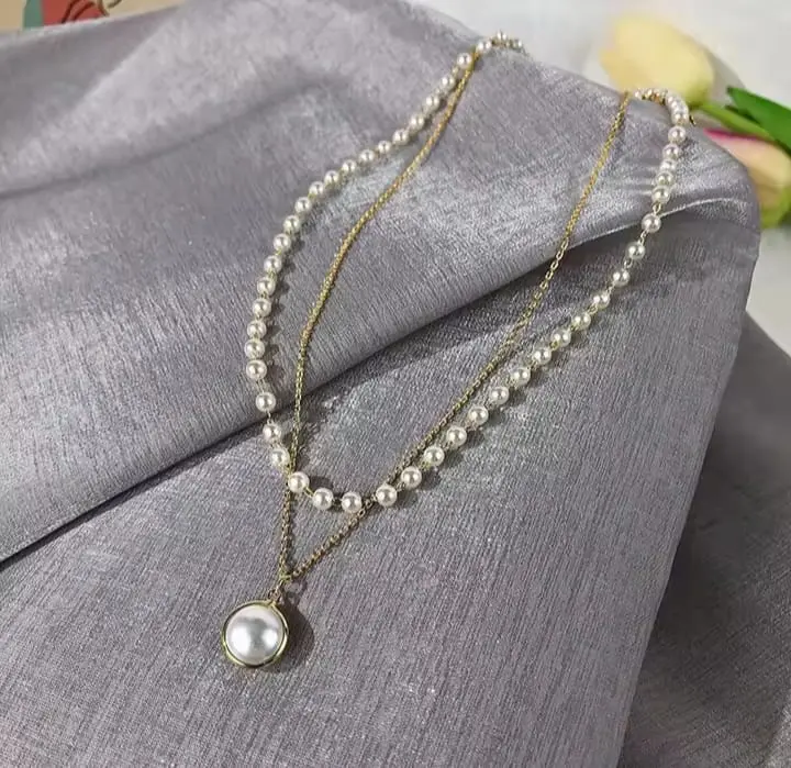 Picture of Double-layer Pearl Pendent for women & girls White
