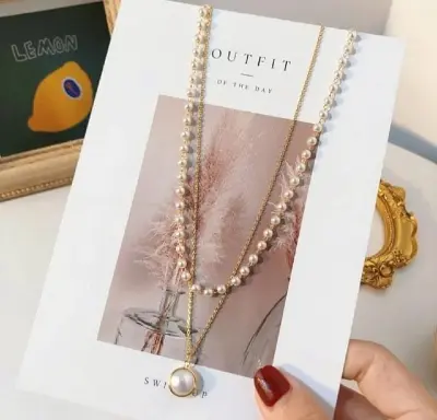 Picture of Double-layer Pearl Pendent for women & girls White