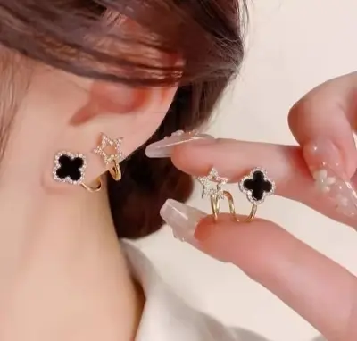 Picture of Black Stone Ear ring for Women Gold