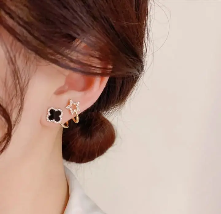 Picture of Black Stone Ear ring for Women Gold