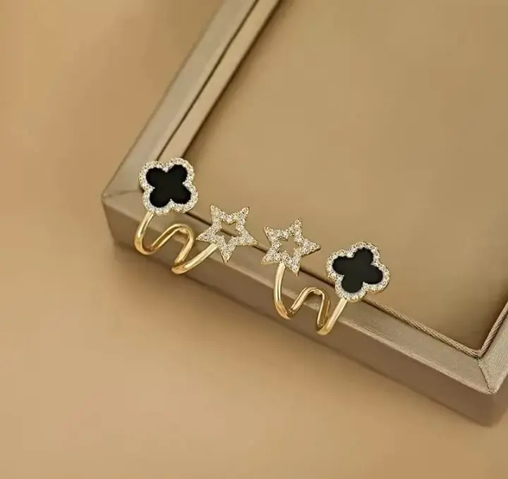 Picture of Black Stone Ear ring for Women Gold
