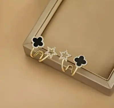 Picture of Black Stone Ear ring for Women Gold
