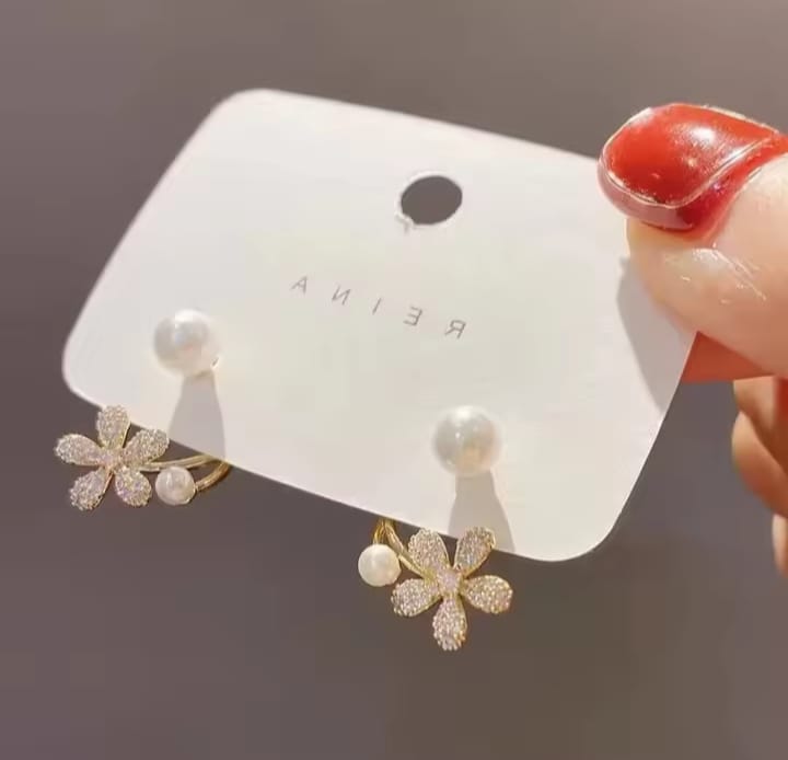 Picture of Flower Pearl Ear ring for Women Gold