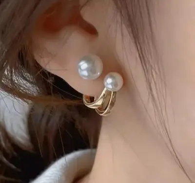 Picture of Double Pearl Ear ring for Women Gold