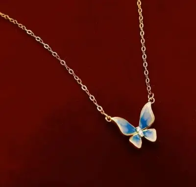 Picture of Blue Butterfly Chain for Women Gold