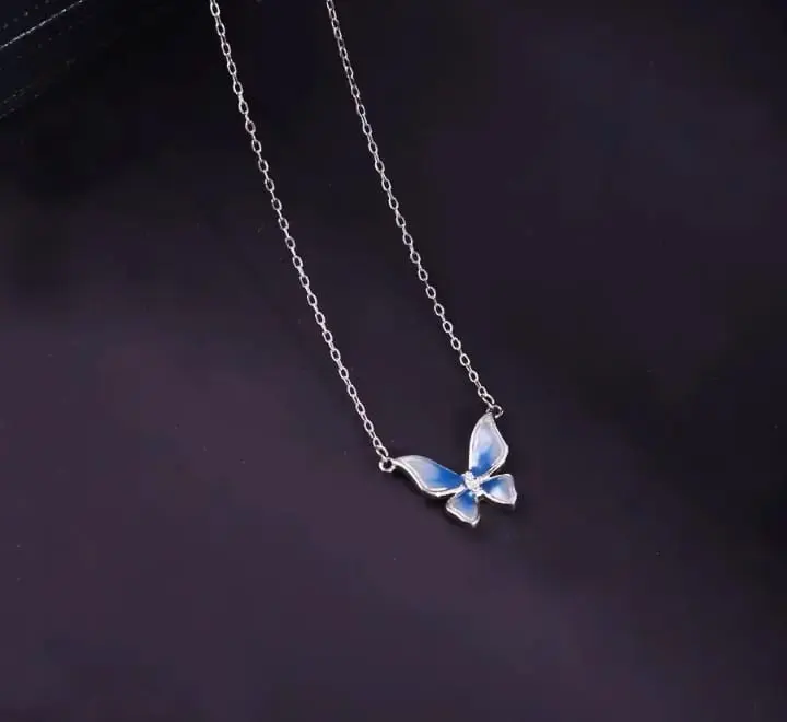 Picture of Blue Butterfly Chain for Women Gold