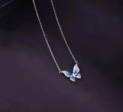 Picture of Blue Butterfly Chain for Women Gold